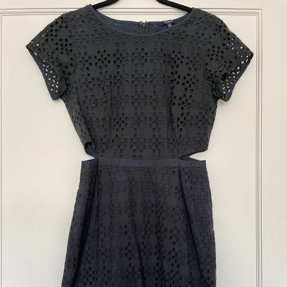 Madewell black happening eyelet cutout mini dress - Picture 3 of 4